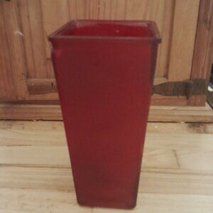 Frosted Red Glass Tall Vase